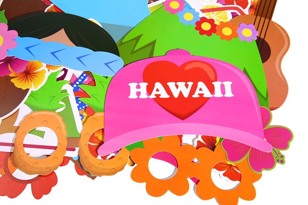 60 pcs Hawaiian/Tropical/Tiki/Luau Photo Booth Props