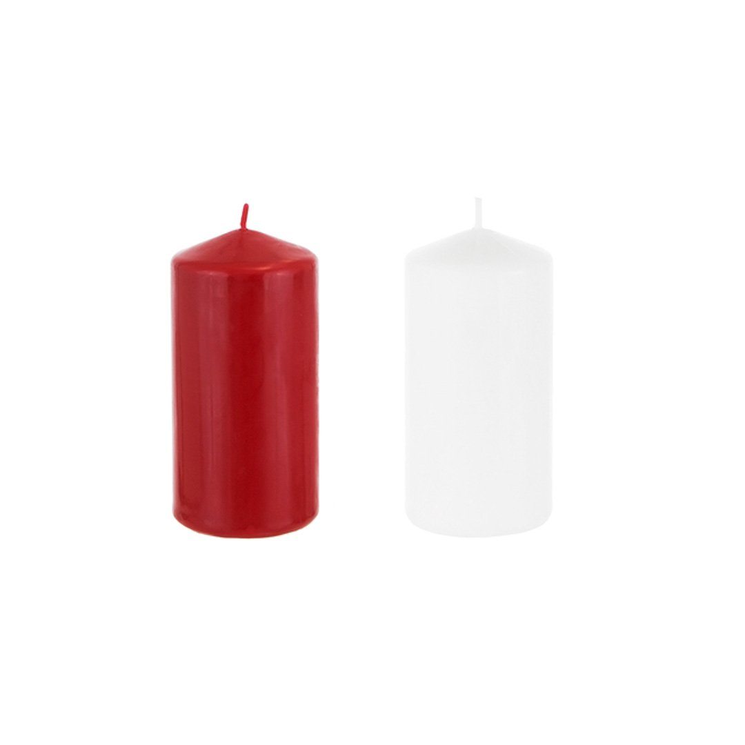 6" Red & White Domed Top Unscented Pillar Candle (1 candle)