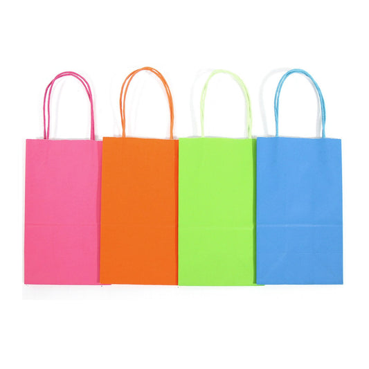 12 pcs- Assorted Neon Color Kraft Bags 8" x 10"