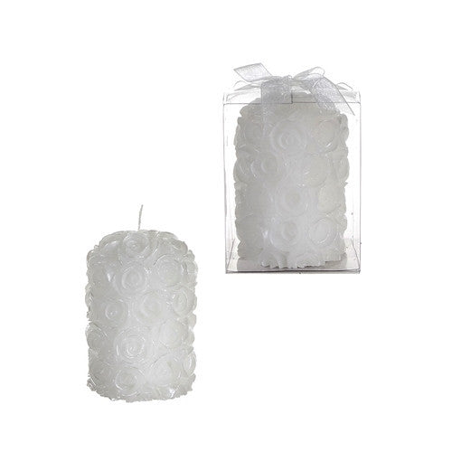 1 pc- Rose Round Pillar Candle in Gift Box
