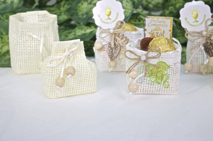 12 pcs-Drawstring w/ Wooden Ball Favor Bags (Small) - Americasfavors
