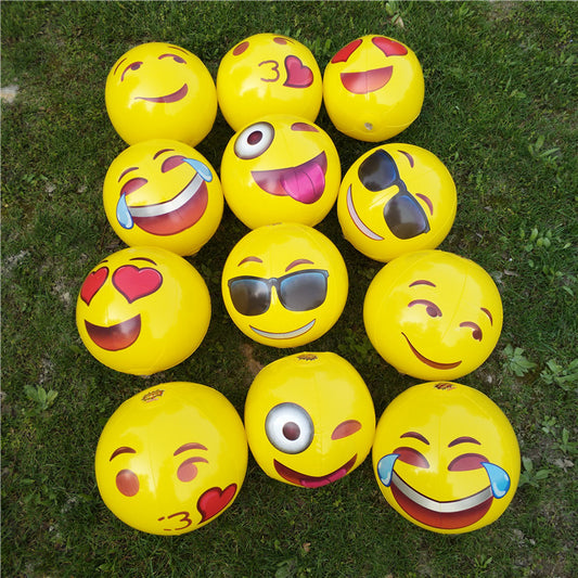 12" Emoji Inflatable Beach Balls, 12 Count