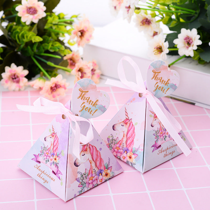 Pastel Unicorn Triangular Thank you Favor Box (12 pcs)