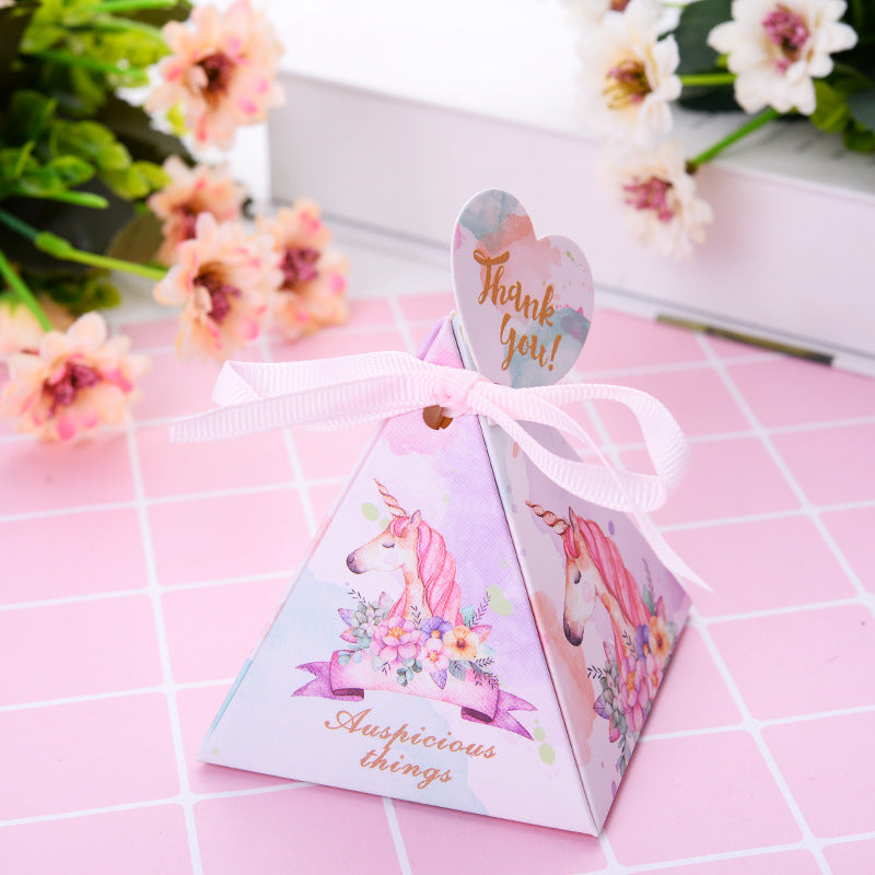 Pastel Unicorn Triangular Thank you Favor Box (12 pcs)