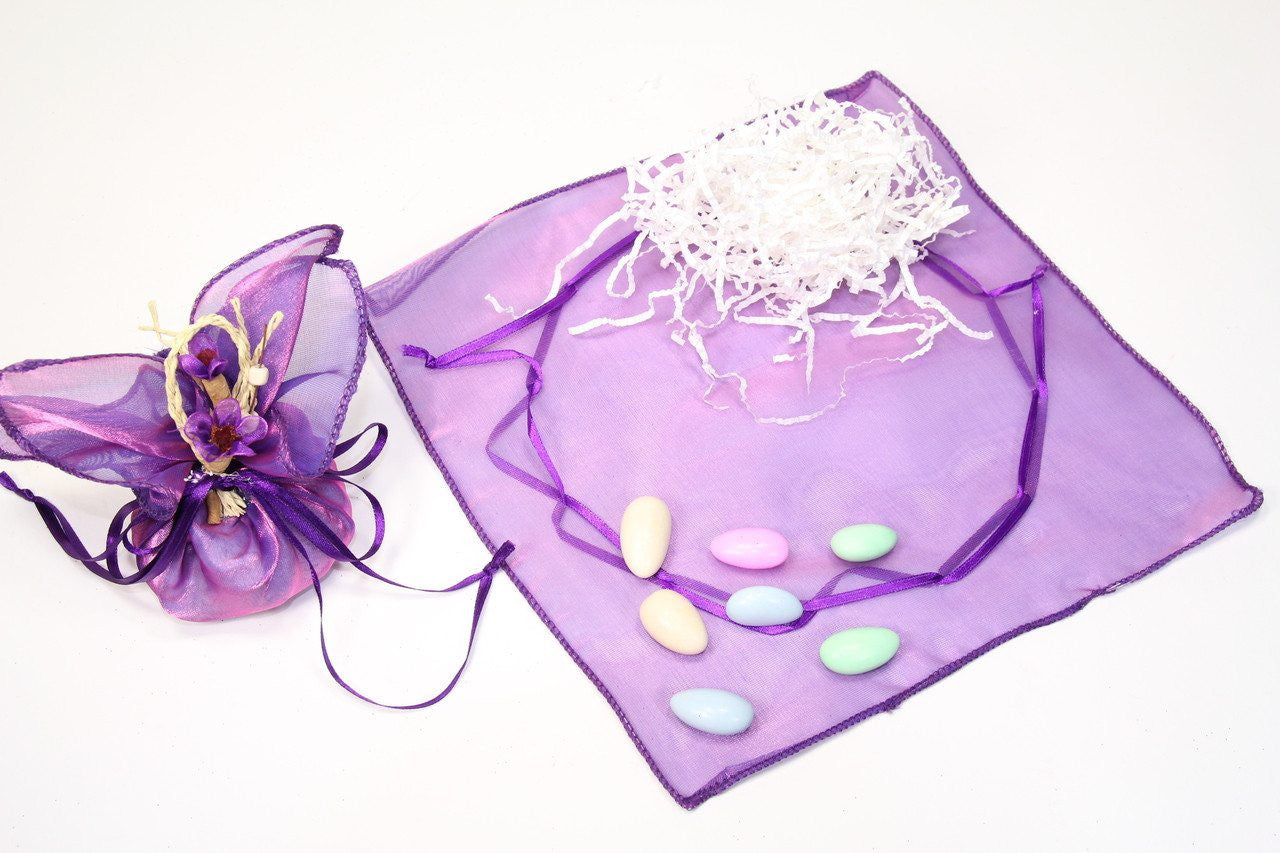 12 pcs-Organza Pouch with Satin Ribbon - Americasfavors