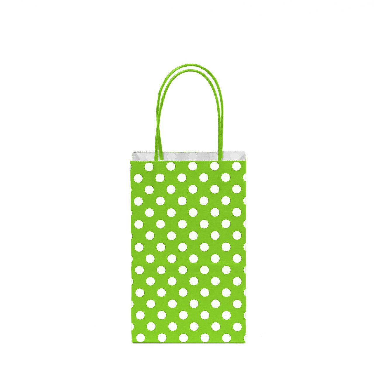 12 pcs- Polka Dots Lime Green Kraft Bag 5" x 8.25"