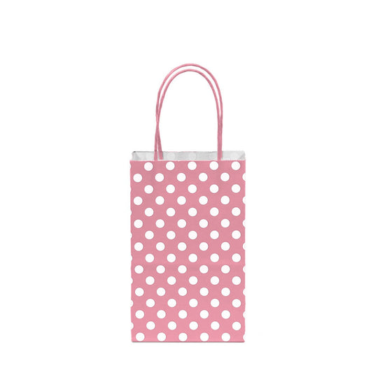 12 pcs- Polka Dots Light Pink Kraft Bag 5" x 8.25"