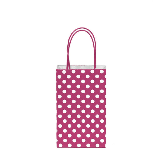 12 pcs- Polka Dots Magenta Kraft Bag 5" x 8.25"
