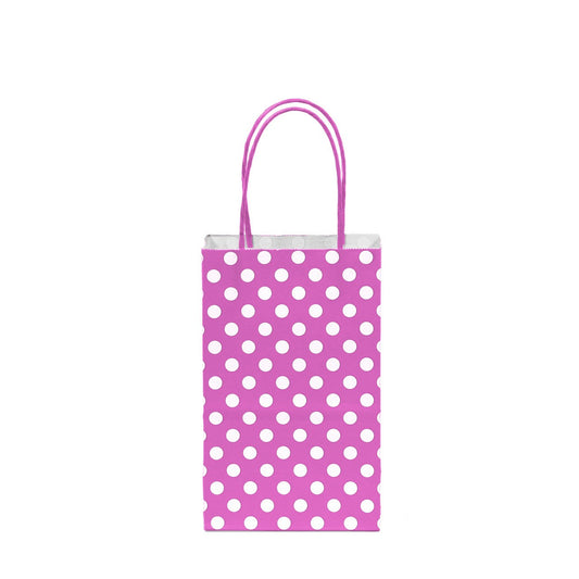 12 pcs- Polka Dots Hot Pink Kraft Bag 5" x 8.25"