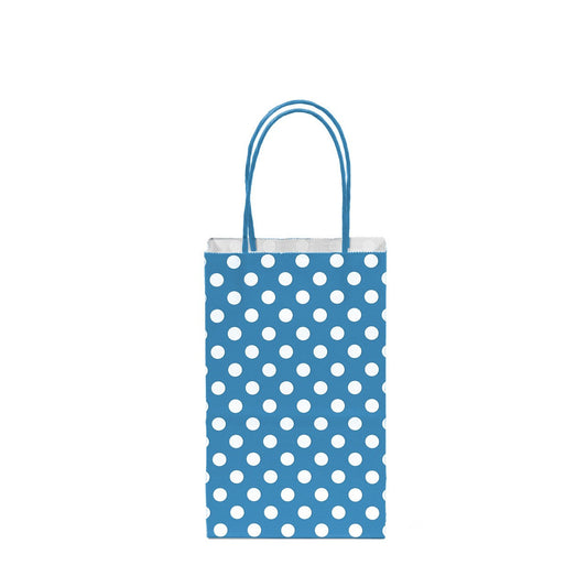 12 pcs- Polka Dots Turquoise  Kraft Bag 5" x 8.25"