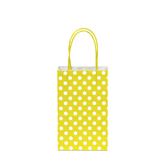 12 pcs- Polka Dots Yellow Kraft Bag 5" x 8.25"