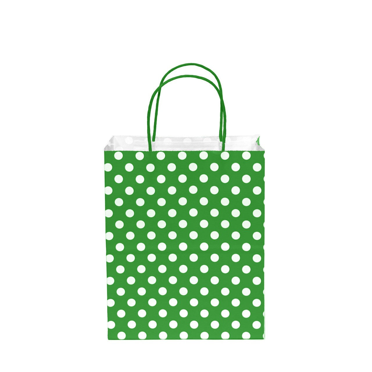 12 pcs- Polka Dots Green Kraft Bag 8" x 10"