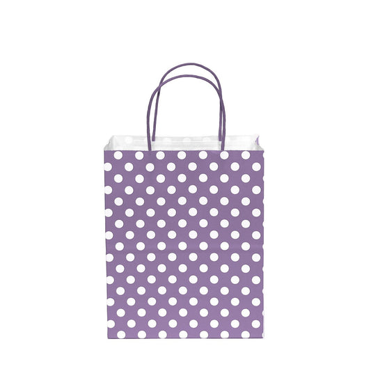 12 pcs- Polka Dots Lavender Kraft Bag 8" x 10"