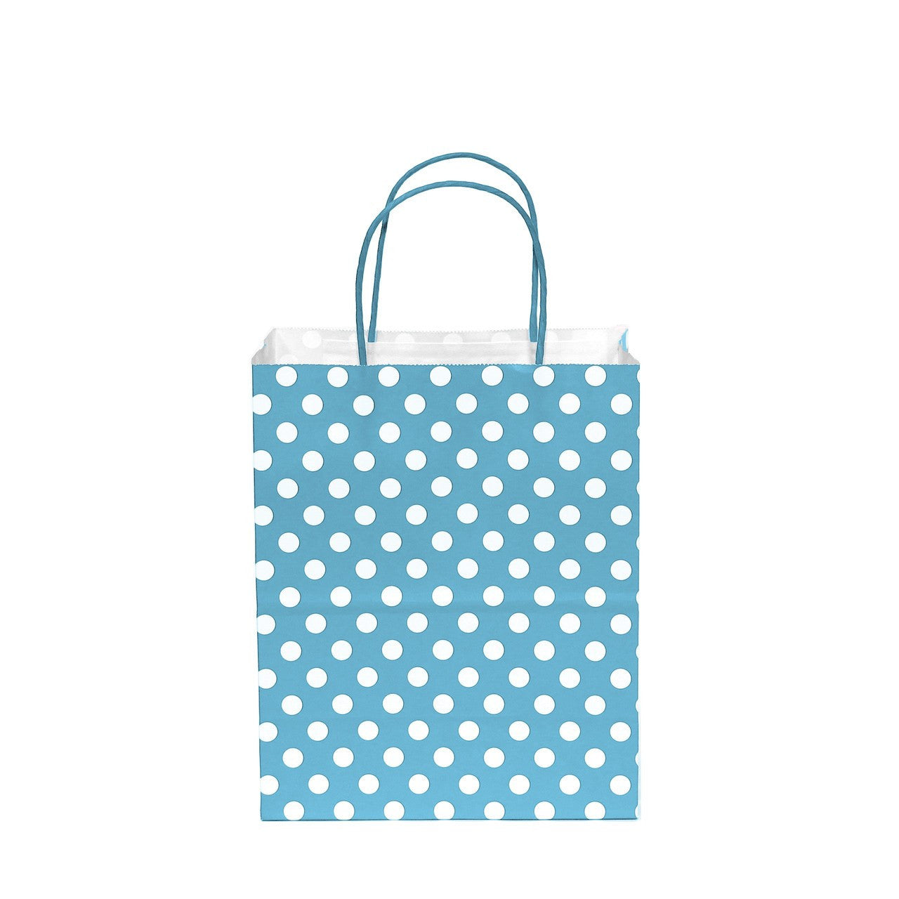 12 pcs- Polka Dots Light Blue Kraft Bag 8" x 10"
