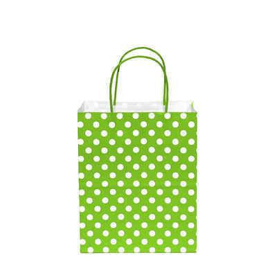 12 pcs- Polka Dots Lime Green Kraft Bag 8" x 10"