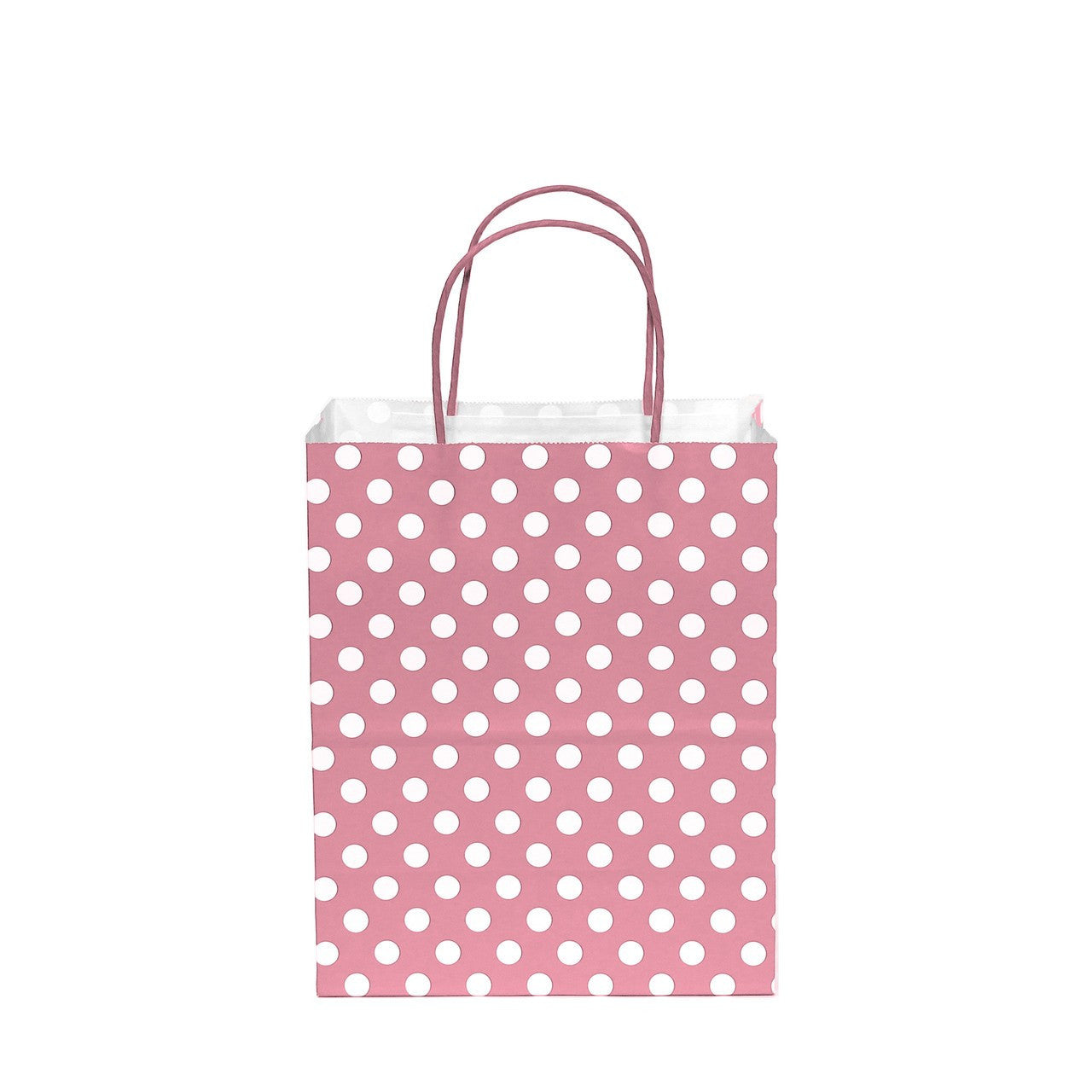 12 pcs- Polka Dots Light Pink Kraft Bag 8" x 10"