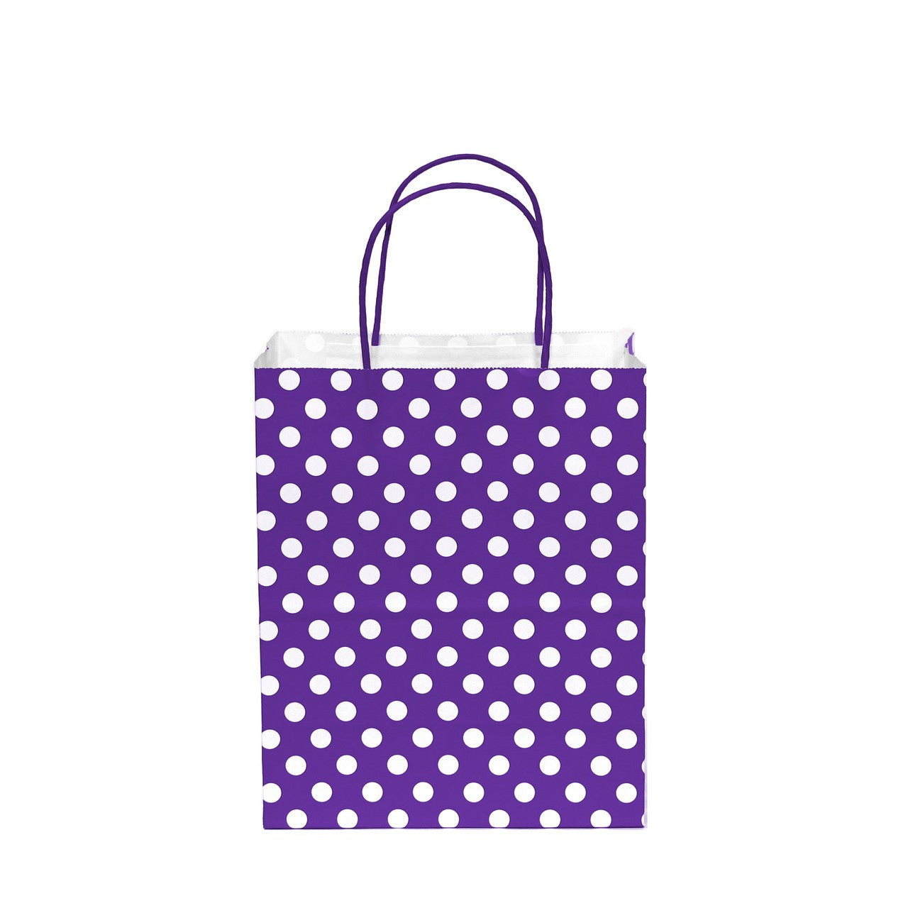 12 pcs- Polka Dots Purple  Kraft Bag 8" x 10"