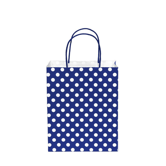 12 pcs- Polka Dots Royal Blue Kraft Bag 8" x 10"