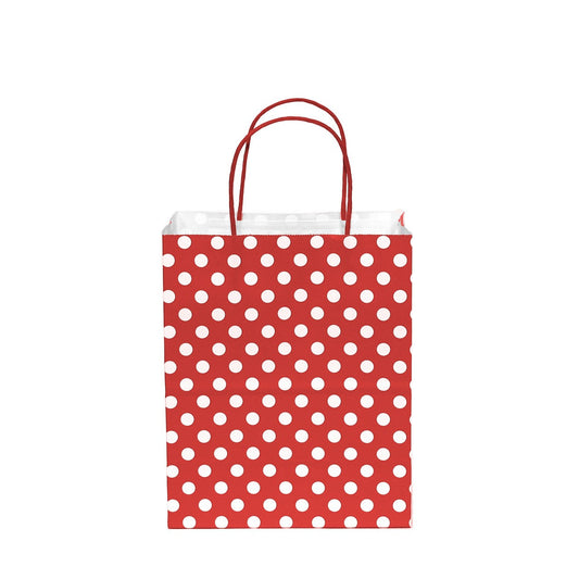12 pcs- Polka Dots Red Kraft Bag 8" x 10"