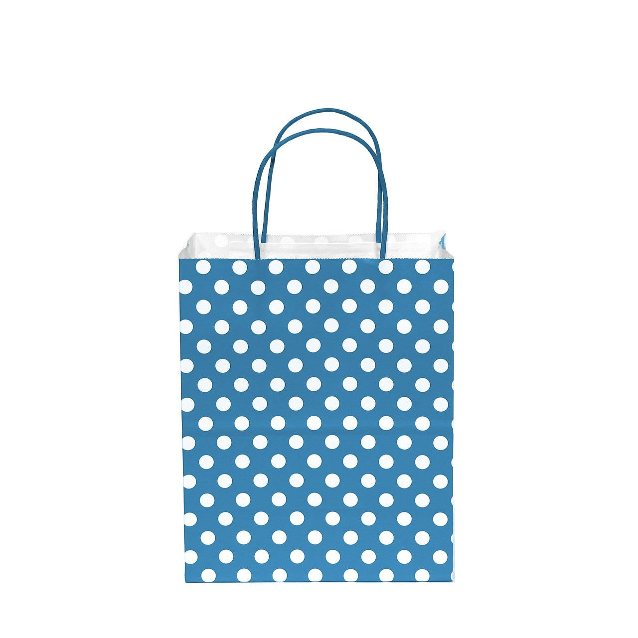 12pcs- Polka Dots Turquoise  Kraft Bag 8" x 10"