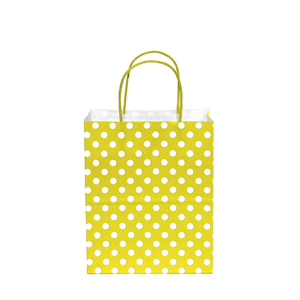 12 pcs- Polka Dots Yellow Kraft Bag 8" x 10"