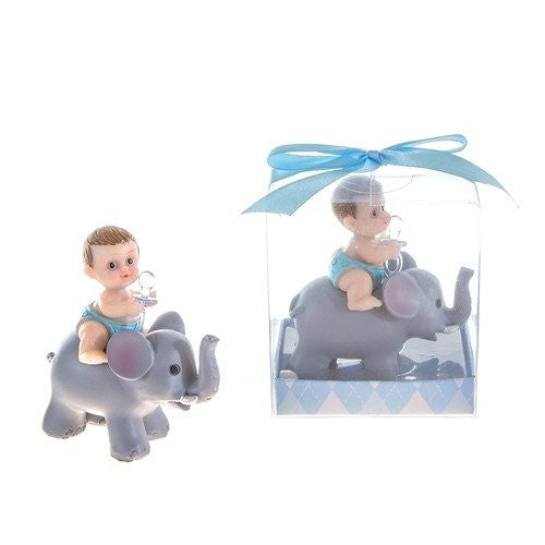 1 pc-Baby with Pacifier on Elephant Poly Resin in Gift Box