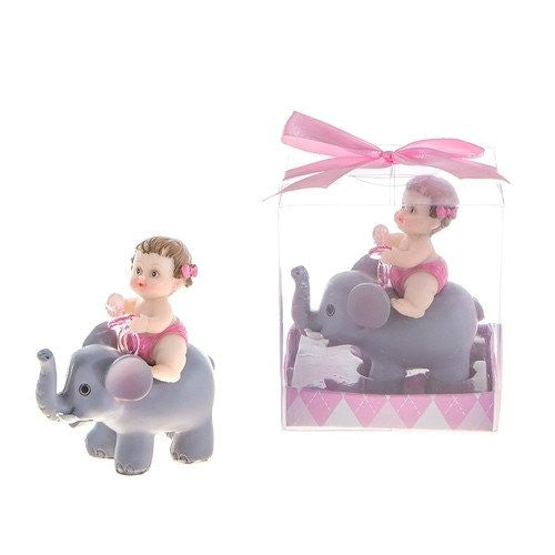 1 pc- Baby with Pacifier on Elephant Poly Resin in Gift Box