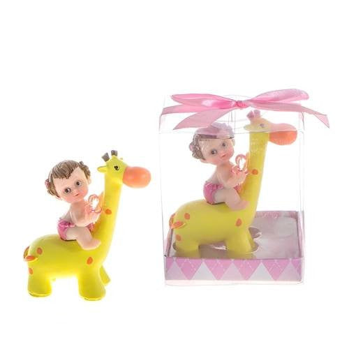 1 pcs- Baby with Pacifier On Giraffe Poly Resin in Gift Box