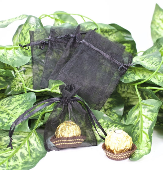 12 pcs-Black Organza Pouches 3"x 4"