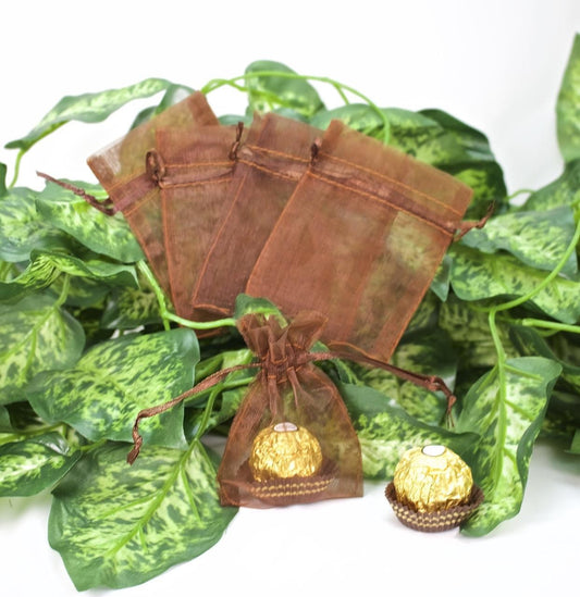 12 pcs-Brown Organza Pouches 3"x 4"
