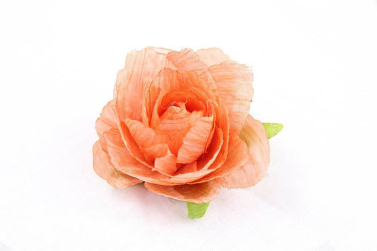 6pcs-Rose Coral Bud w/ Leaves