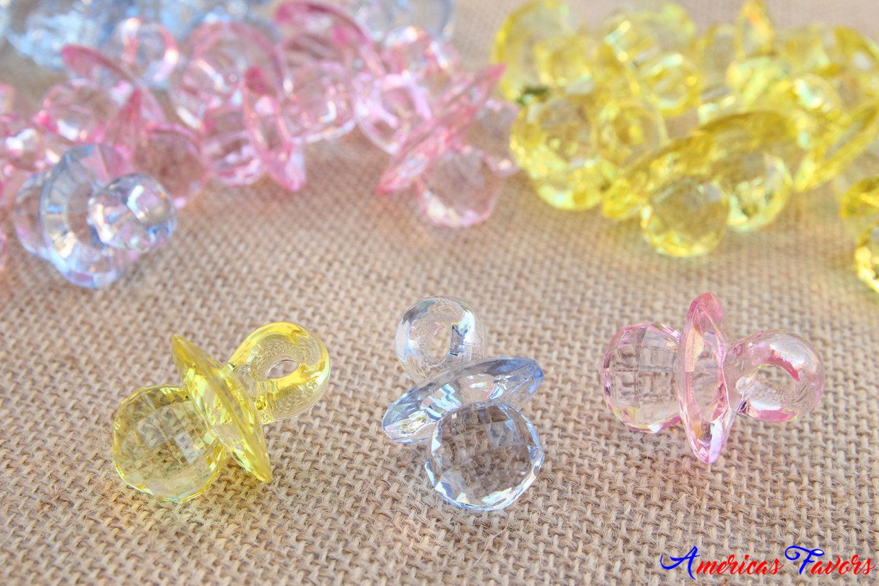 12 pcs- 1.5" Clear Acrylic Pacifiers (Grid Pattern)