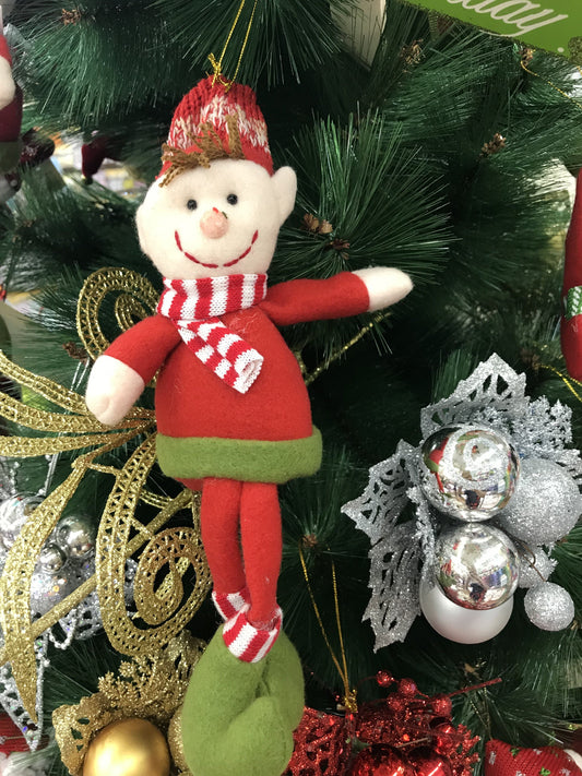 Christmas Santa Helper Scarf Elf Doll with Jingle Bell Tree & Home Decoration