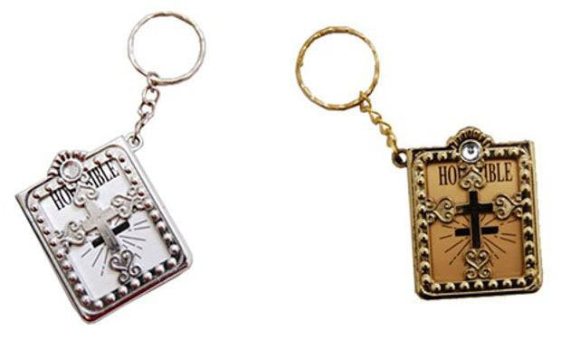 12 pcs- Holy Bible Keychain Gold