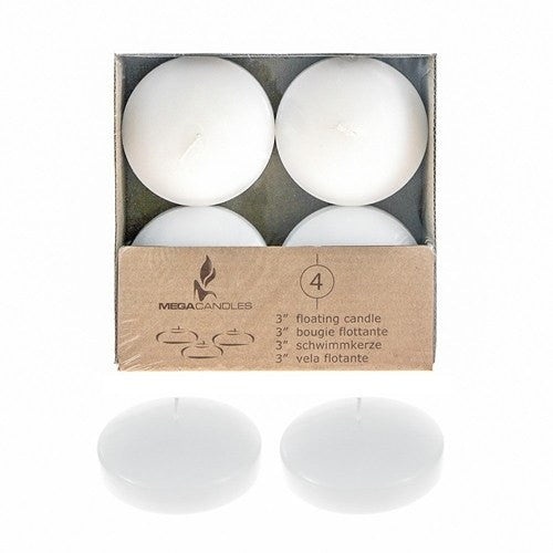 4 pcs- 3" White Unscented Floating Candles