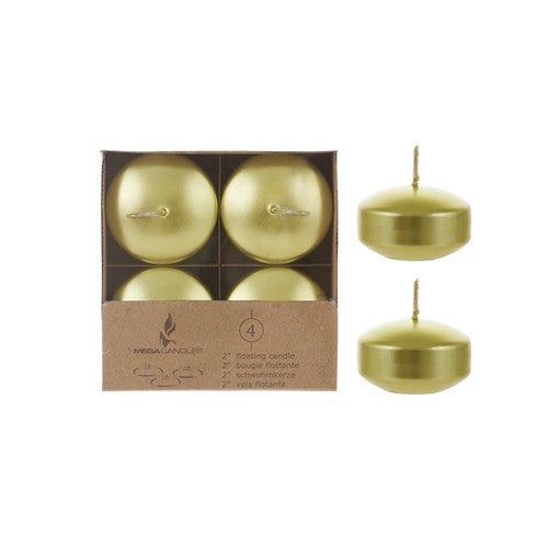 4 pcs- 4.25" Gold Circle Unscented Floating Candles