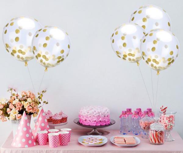 12 inches Party Balloons With Gold Paper Confetti Dots For Party Decorations (20 pcs)