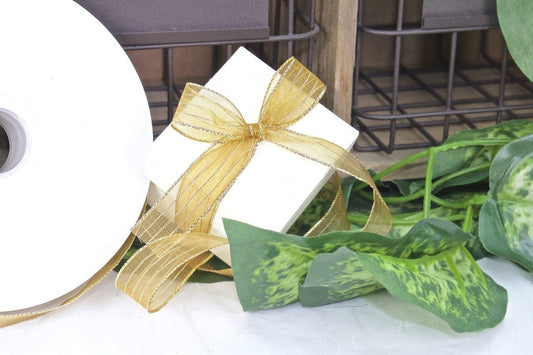 50 yards-Gold Corsage Ribbon (3/8" & 5/8")