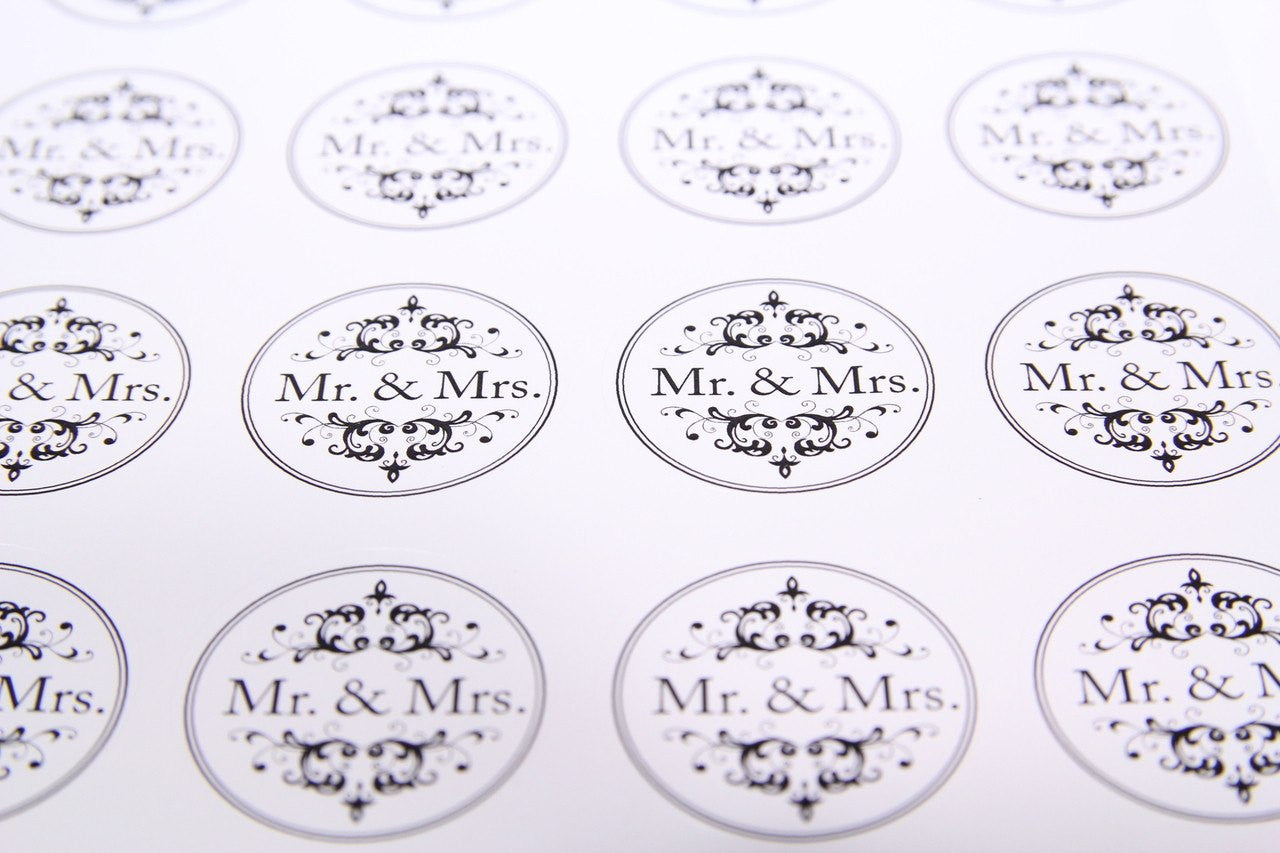 24 pcs-"Mr. & Mrs." Stickers