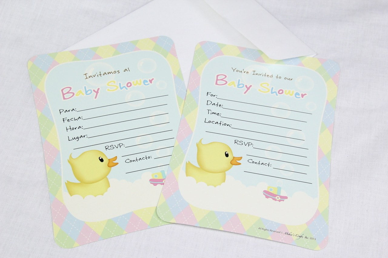 12 pcs-Baby Shower Invitation (Duck) English