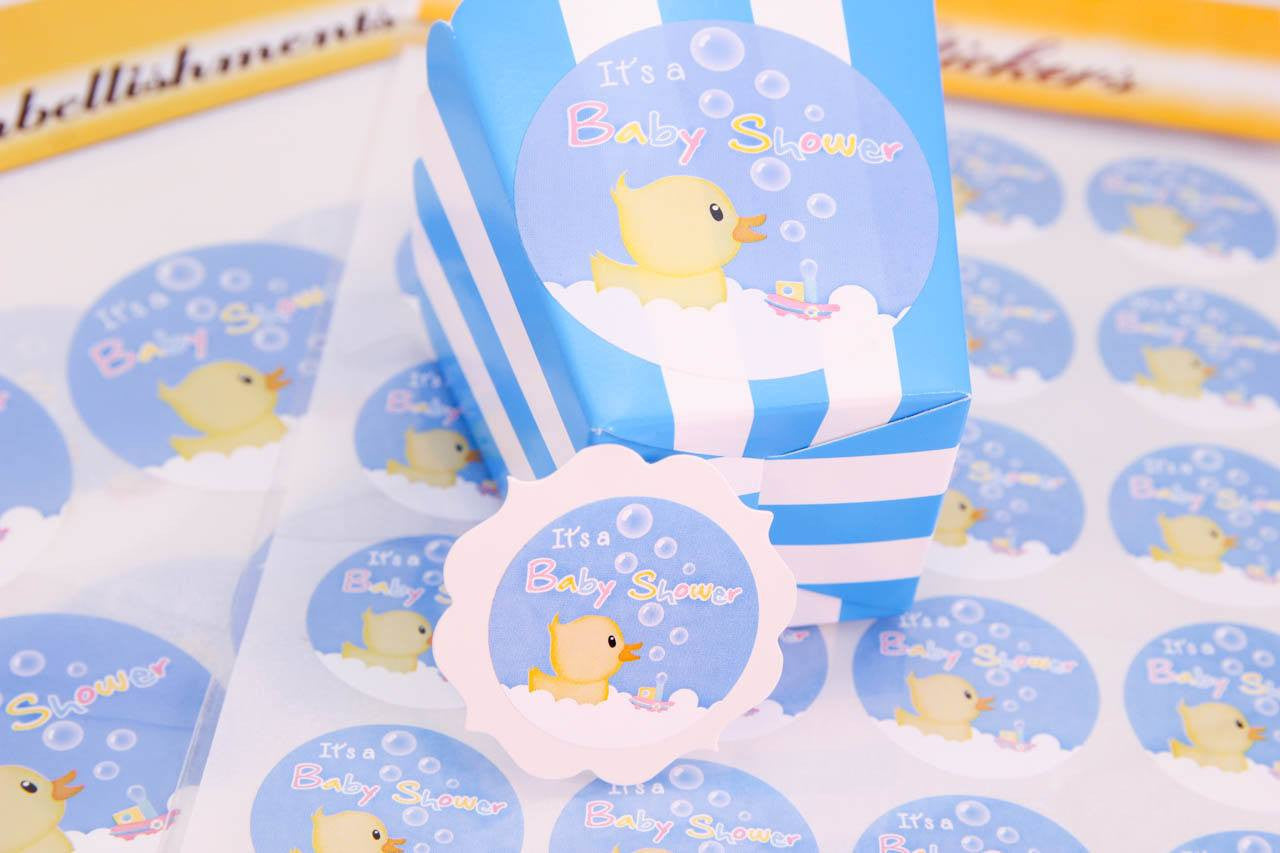 24 pcs (Sm) or 12 pcs (Lg)- Duck Baby Shower Stickers