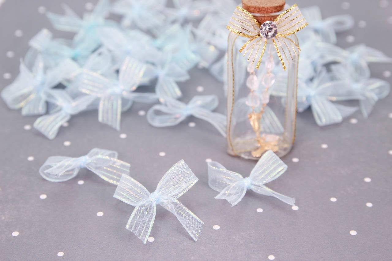 50 pcs-Premade Transparent Sparkling Bow