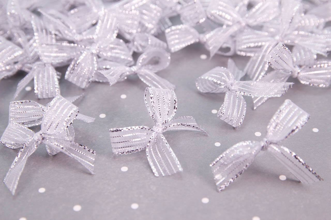 50 pcs-Premade Transparent Sparkling Bow