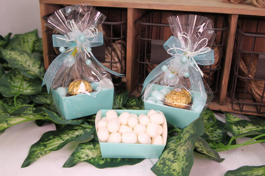 12 pcs-Tray Favor Box (Aqua)