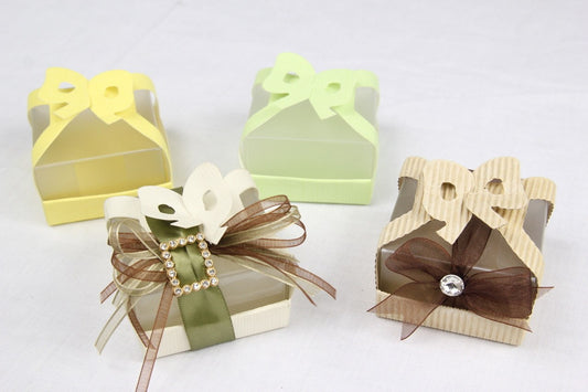12 pcs-Transparent Gift Box w/ Bow