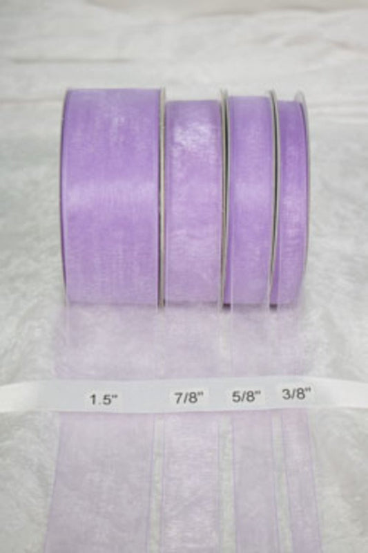 25 yards-Lavender Organza Ribbon (3/8", 5/8", 7/8", 1.5" )