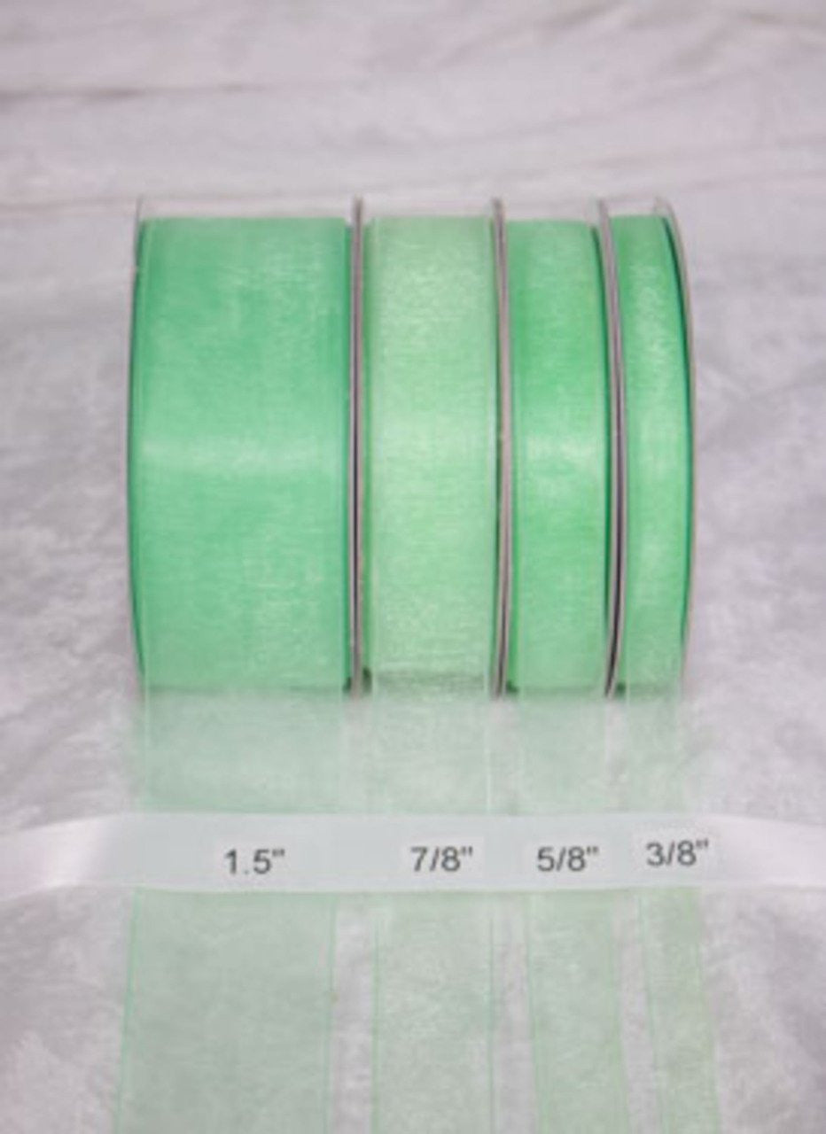 25 yards-Mint Green Organza Ribbon (3/8", 5/8", 7/8", 1.5" )
