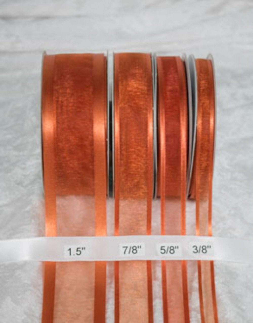 25 yards-Copper w/ Satin Trim Ribbon (3/8", 5/8", 7/8", 1.5" )