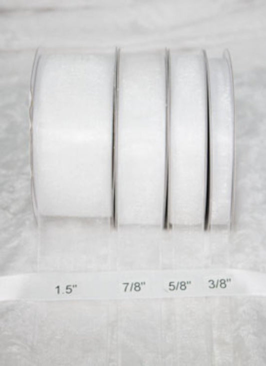 25 yards-White Organza Ribbon (3/8", 5/8", 7/8", 1.5" )