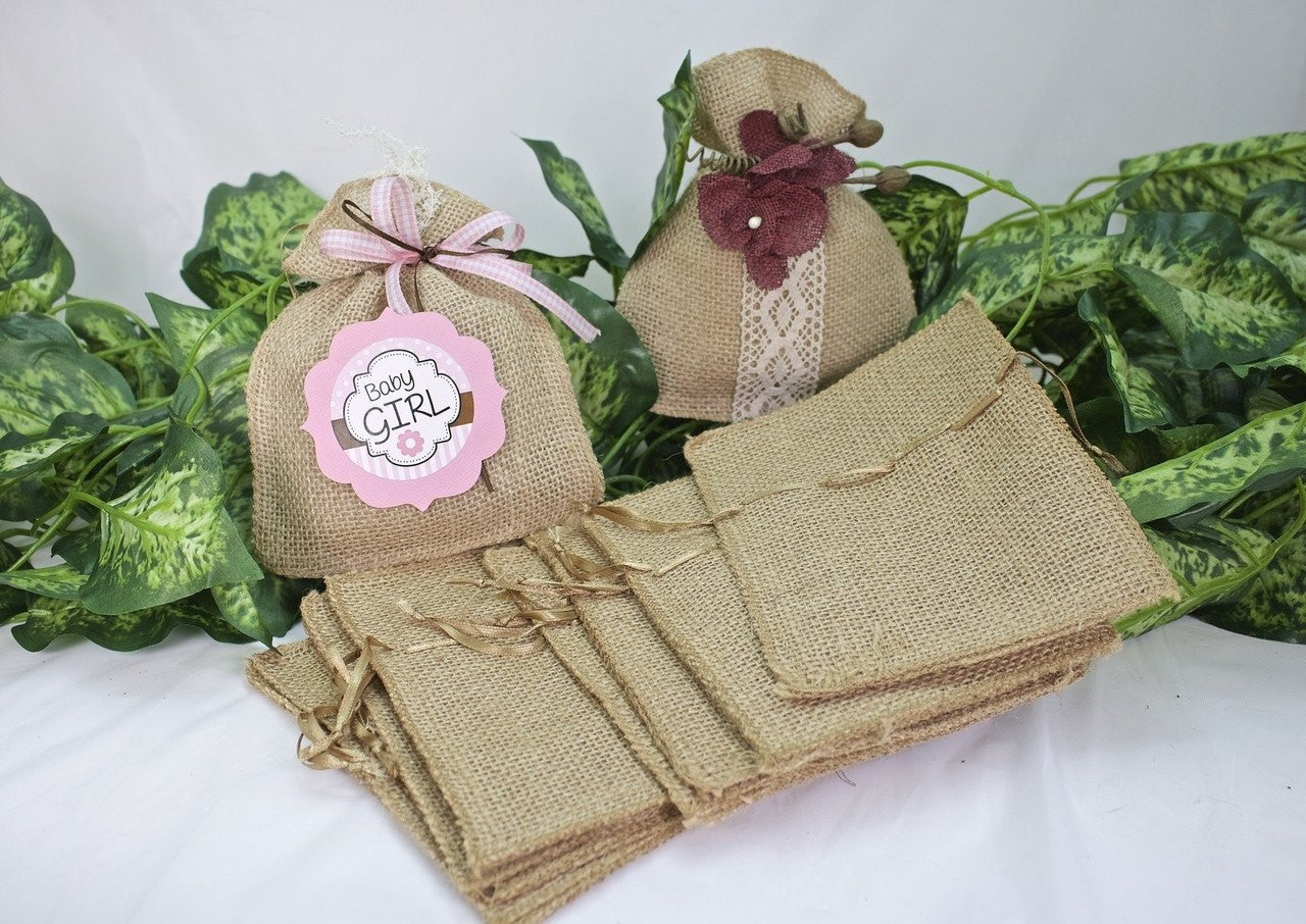 12 pcs-Burlap Pouches